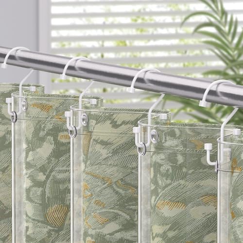 Bathway 12-Pack Double Shower Curtain Hooks, Rust-Resistant Metal Shower Curtain Rings with High-Low Design to Separate Liner & Curtain, Smooth Glide, White - color: White