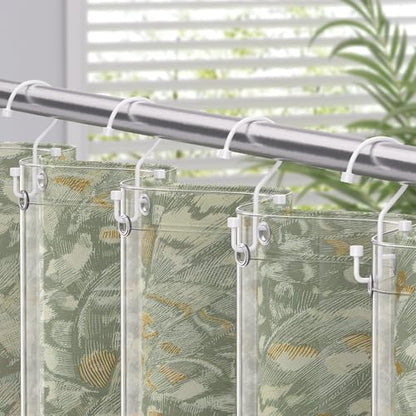 Bathway 12-Pack Double Shower Curtain Hooks, Rust-Resistant Metal Shower Curtain Rings with High-Low Design to Separate Liner & Curtain, Smooth Glide, White - color: White