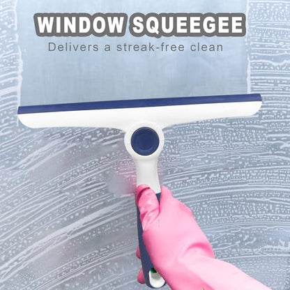 NBGYTECH Window Squeegee Household Cleaning Scraper Handheld Squeegee for Shower Glass Door Mirror Car Windshield (Blue Plastic Handle) - color: Blue Plastic Handle