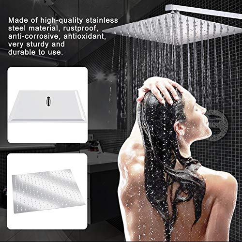 20 Inch Stainless Steel Rain Shower Head, Rainfall Bathroom Top Sprayer with Heat Silicone Nozzles, Screw Installation, for Home or Hotel