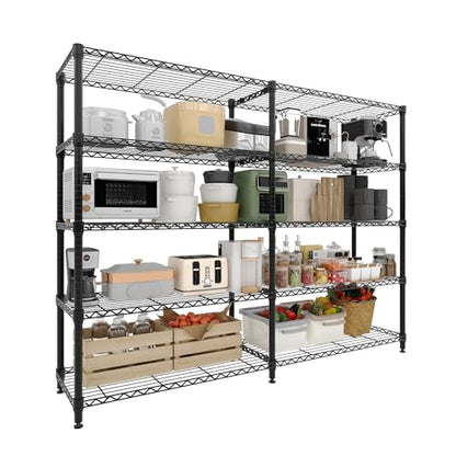 Garvee Metal Storage Shelves Heavy Duty Metal Shelving, 5-tier Wire Shelving Unit Shelves for Storage, Adjustable Shelf Organization for Garage Pantry Kitchen Commercial Basement, 70.8"W*15.8"D*70.5"H - size: 15.7"D x 71"W x 70.5"H(5-Tier)