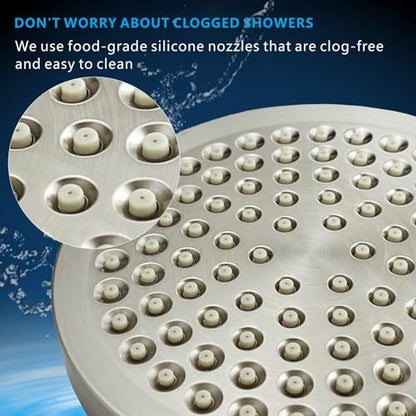 High Pressure Rain Shower Head - High Flow Rainfall Showerhead - Luxury Modern Look - Pressure Boosting Bathroom Shower Heads (6 inches, Brushed Nickel) - color: Brushed Nickel