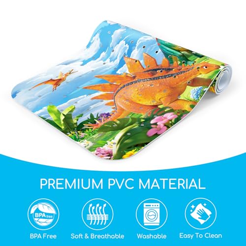 Baby Bath Mat for Tub, Non Slip Kids Bath Shower Mat, Dinosaur | 40 X 16 Inch Large Bathtub Mat with Drain Holes and Suction Cups for Toddlers · Machine Washable and Waterproof - color: Dinosaur