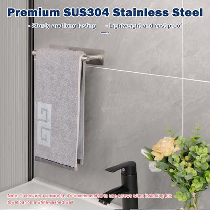 NearMoon Self Adhesive Hand Towel Holder/Towel Ring, Stainless Steel Hand Towel Bar Rustproof Stick on Wall-Towel Rack for Bathroom/Kitchen, Sticky and Wall Mounted (1, Brushed Nickel) - color: Brushed Nickel
