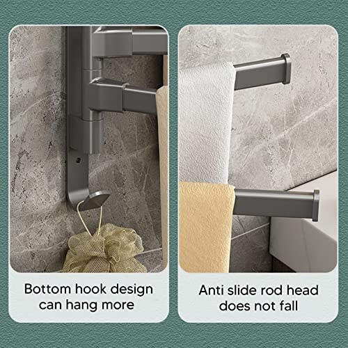 Swivel Towel Bar, 180° Rotary Aluminum Wall Mount Rack Rail with Hook Space Saving Organizer Hanging Swing Out Hanger Support for Bathroom, Hotel, Kitchen (4 Arms) - color: 4 Arms