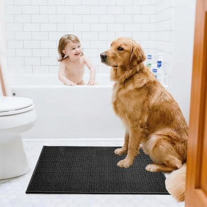 Triohero Small Bathroom Rugs Non Slip Washable Bath Rugs Super Absorbent Bathroom Rug Thin Quick Dry Low Pile Bath Mats, Black 12"x12" - color: Black, size: 12"x12"