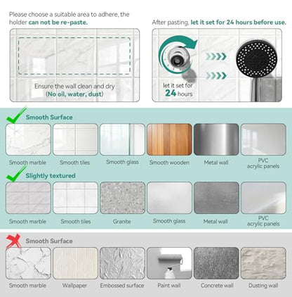 Magnetic Shower Head Holder for BOZYBO 460311 Shower Head Combo - color: Silver