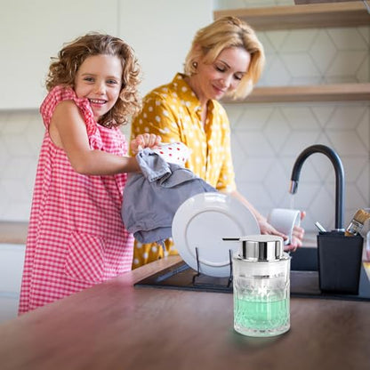 Bathroom Glass Soap Dispenser with Durable Rust-Proof Plastic Liquid Pump (Can't Foam) Hand Lotion Dispenser Antislip Shampoo Kitchen 10oz