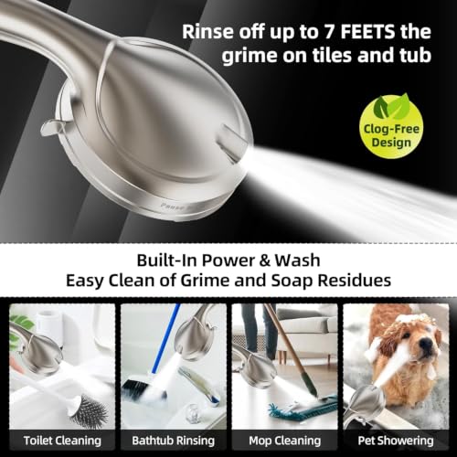 Shower Head, 9 Settings High Pressure shower head with handheld, Built-in Pause Mode & Power Wash, Non-Clogging Nozzles, 6ft Hose,Bracket (Satin Nickel) - color: Satin Nickel