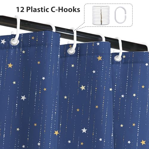 Starry Night Shower Curtain, Waterproof Shower Curtains for Bathroom, Cloth Star Shower Curtain Set with Hooks, Blue Celestial Space Shower Curtains, 72x78 Inches - color: Starry Night - Blue, size: 72"W x 78"L (Pack of 1)