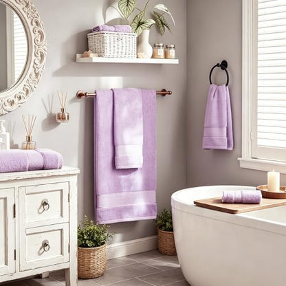 COZYART Bath Towel Set 6 PCS, Luxury Lavender 100% Turkish Cotton 650GSM | Soft Absorbent Quick Dry, OEKO‑Tex 100 Cert. Zero Twist Ring Spun Cotton, Plush Fluffy, Breathable Hotel Quality Towels Set - color: Lavender