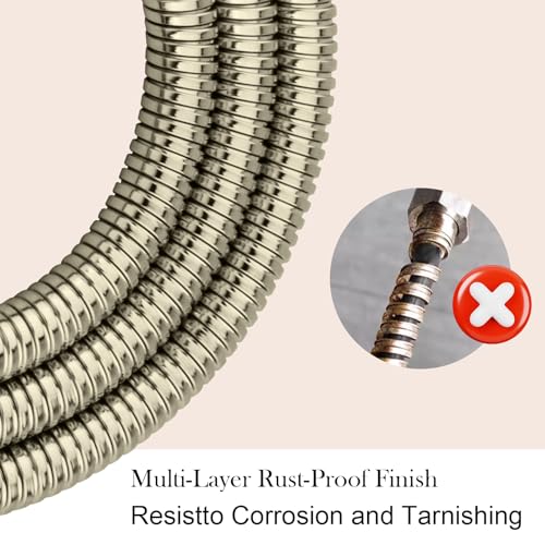Shower Hose, 79 Inches Extra Long Stainless Steel Handheld Shower Head Hose Replacement with Brass Insert and Nut, Flexible Hose Extension for Hand Held Shower Head - color: Brushed Nickel