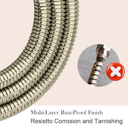 Shower Hose, 79 Inches Extra Long Stainless Steel Handheld Shower Head Hose Replacement with Brass Insert and Nut, Flexible Hose Extension for Hand Held Shower Head - color: Brushed Nickel