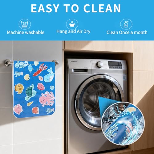 Bath Tub Shower Mat Non Slip Kids Bathtub Mat Anti Slip Baby Bath Mat for Tub 40 x 16 Inch Extra Long Toddler Bath Mat with Suction Cups and Drain Holes for Bathroom Floor,Machine Washable,Octopus - color: Octopus