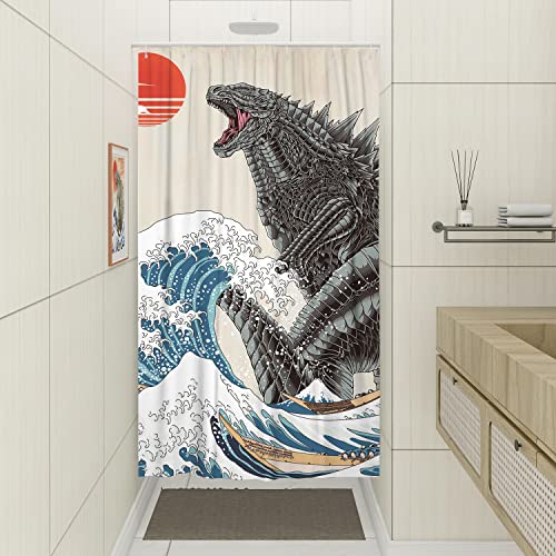 Funny Small Shower Stall Curtain Set, Fun Anime Monster Narrow Stand up Shower Curtains for Bathroom Cool Asian Japanese Bathroom Decor Polyester Fabric-36" x 72" - size: 36"W x 72"L (Pack of 1)