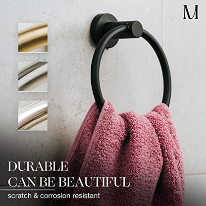 MARMOLUX ACC Matte Black Towel Ring - SUS304 Stainless Steel Wall Mounted Hand Towel Holder for Bathroom - Kitchen & Bathroom Towel Rack - Black Towel Hanger - Bathroom Towel Holder - Hand Towel Rack - color: Matte Black, size: Towel Ring