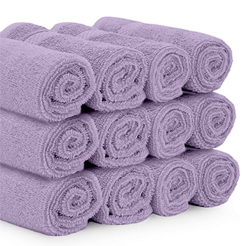 White Classic Luxury Cotton Washcloths 13x13 Inch - 650 GSM Turkish Cotton | Hotel, Spa, Bathroom Face Towel | 12 Pack, Lavender - color: 16: Lavender