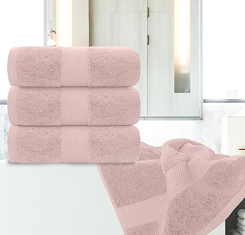 White Classic Luxury Bath Towels Set of 4 Large - 700 GSM Cotton Ultra Soft Bath Towels 27x54 | Highly Absorbent and Quick Dry | Hotel Towels for Bathroom Luxury, Plush Shower Towels, Pink - color: 17: Pink