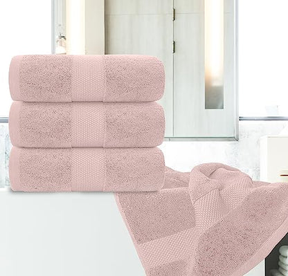 White Classic Luxury Bath Towels Set of 4 Large - 700 GSM Cotton Ultra Soft Bath Towels 27x54 | Highly Absorbent and Quick Dry | Hotel Towels for Bathroom Luxury, Plush Shower Towels, Pink - color: 17: Pink
