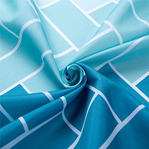 Extra Wide Shower Curtain Mens Bathroom Teal Light Blue Ombre White, Wrap Around Microfiber Cloth Fabric 18 Hooks,108" W×72" H Inch - color: Blue, size: 108"W x 72"L (Pack of 1)