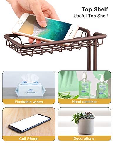 Upgraded Toilet Paper Holder Stand for Bathroom, Holds 3 Big Rolls of Jumbo Mega Paper, Top Shelf for Wipes Tissue, Sturdy Freestanding Paper Roll Dispenser, Floral Pattern, Bronze Red - color: Bronze Red