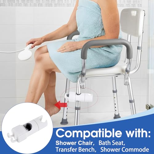 Handheld Shower Head Holder Attachment for Shower Chair, Shower Accessories Fit for Bath Seat, Transfer Bench, Bath Stool, and Shower Commode, Tool Free Installation, Universal Fit, Shower Aids