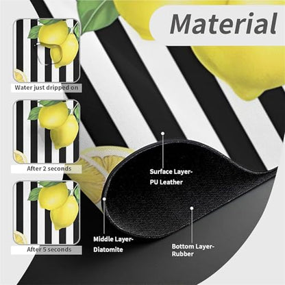 Kitchen Sink Splash Guard，Lemon-and stripes Faucet Mat Sink Gadgets-Super Absorbent Fast Drying Mat Drip Catcher for Kitchen, Bathroom,Sink Mat, Dish Drying Mat, Bathroom(15" X 5.5" ) - color: Lemon-and stripes
