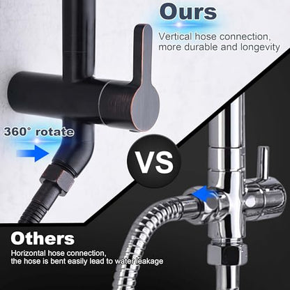 Oil Rubbed Bronze Shower System with Caddy, 12 Inch | Stainless Steel Bathroom Rain Shower Head and Handle Set Fixture, Outdoor Shower Kit Exposed Wall Mounted - color: Oil Rubbed Bronze, style: 2.5 Gallons Per Minute-Square