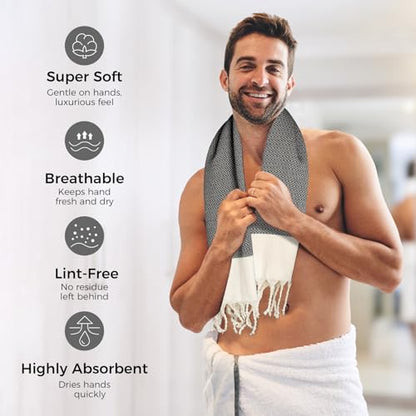 cabanana Hand Towels for Bathroom - 2-Pack,16x40 Inch-100% Cotton,Turkish Bathroom Hand Towels,Super Absorbent & Quick-Dry Soft for Bath, Kitchen, Spa, Face, Hair, Dishcloth (Quarry) - color: Z Diamond Quarry 16x43