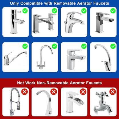 Sink Faucet Quick Connector with Aerator, Faucet to Garden Hose Adapter | Portable Snap Coupling Adapter for Dishwasher/Washer, Sink Hose Adapter for Kitchen/Bathroom/Shower, Easy to Install