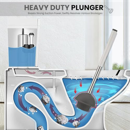 Toilet Brush & Plunger Set - Toilet Bowl Brush and Holder, Refillable Liquid Dispenser Brush - 2 in 1 Silicone Toilet Brush & Plunger Set for Bathroom