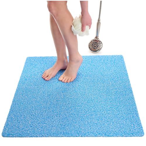 Square Shower Mat - Non Slip Shower Mats for Inside Shower - Extra Large 31x31 Shower Floor Mat Non Slip - Square Bath Mat for Shower - Secure Anti Slip Loofah Shower Bath Ma (31x31 Aqua Blue) - color: Aqua Blue, size: 31" x 31" (Square)