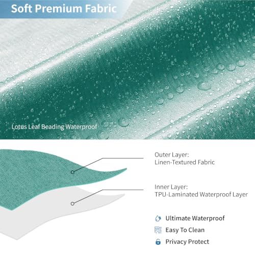 2-in-1 Waterproof Fabric Shower Curtain,No Separate Liner Needed,Linen Textured,Effortless Cleaning & Washable Bathroom Shower Curtain Set with 12 Plastic Hooks,72"x72",Teal - color: Teal, size: 72"W x 72"L (Pack of 1)
