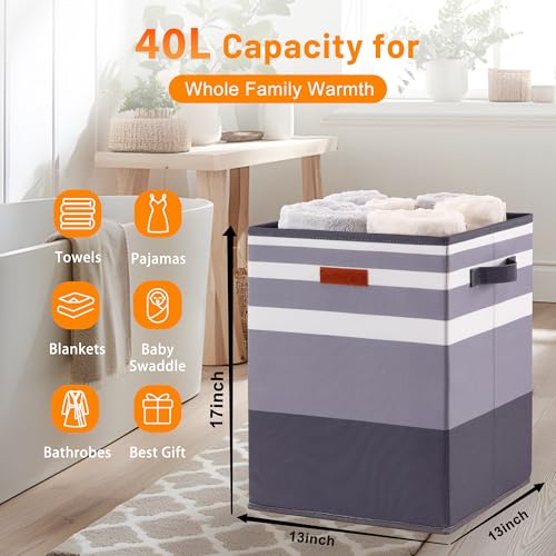 Foldable 40L Large Towel Warmer Bucket，360° Even Heating SPA Towel Warmers for Bathroom, Fast Heating with 4 Modes & 30/60/90 Min Presets & Auto Shut-Off, Gift Box - color: Gradient Grey