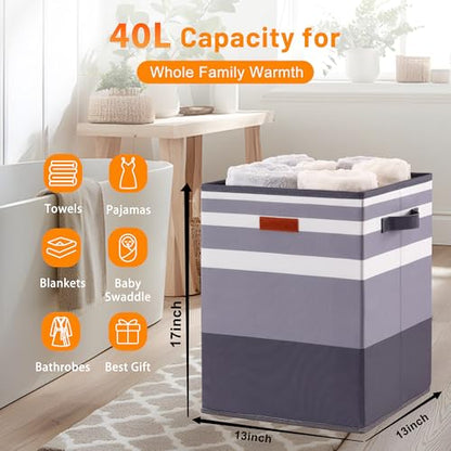 Foldable 40L Large Towel Warmer Bucket，360° Even Heating SPA Towel Warmers for Bathroom, Fast Heating with 4 Modes & 30/60/90 Min Presets & Auto Shut-Off, Gift Box - color: Gradient Grey