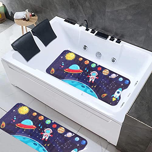 Bathtub Mat Kids Baby Non Slip Shower Mat 40X16 Inch Extra Long Toddler Anti Slip Bath Mats for tub Mat with Suction Cups and Drain Holes,Sky - color: Multicolor