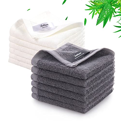 JEFFSUN Baby Washcloths 12 Pack,Super Soft Face Towels,10''x10'',White+Grey | 100% Viscose,Gently Wash Face and Body,Skin Friendly,Easy Rinsed,Hanging Loop,Multi-Use,Newborn Kid Toddler Bath Shower Gifts - color: White & Grey, size: 10x10 inch-12 Pack