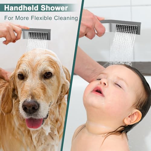 STARBATH Shower Faucet Set Shower System with Diverter Valve, Chrome | 12" Wall Mount Rain Shower Head and Handheld Spray for Two Person, Shower Set with Valve and Trim Kit Complete - color: Chrome, size: 12"-01