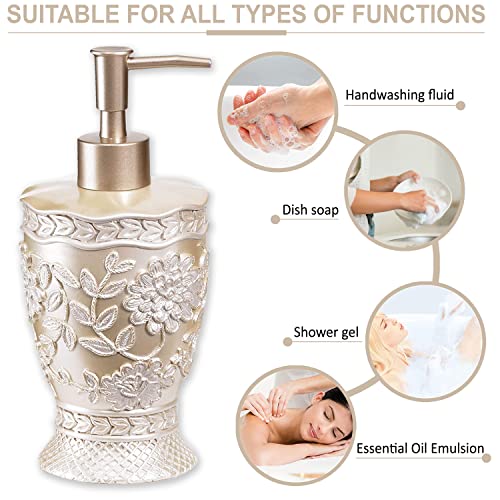 Zahari Home 4pc Rose Vine Bathroom Accessories Sets Lotion Pump, Tumbler, Tooth Brush Holder and Soap Dish Unique Design Beige Bathroom Set - color: Rose Vine, style: 4 Piece Set