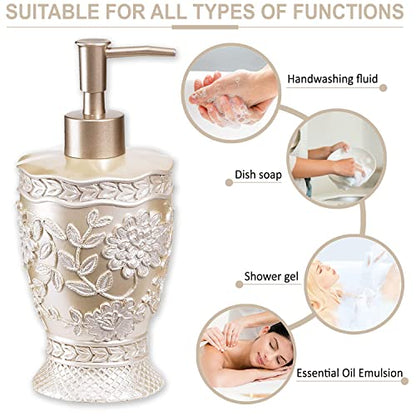 Zahari Home 4pc Rose Vine Bathroom Accessories Sets Lotion Pump, Tumbler, Tooth Brush Holder and Soap Dish Unique Design Beige Bathroom Set - color: Rose Vine, style: 4 Piece Set