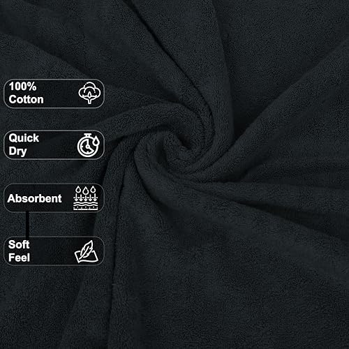 Wash Cloths Bulk Pack (13x13 Inches, 60 Pcs) Soft Ringspun Cotton Washcloths, Premium Highly Absorbent and Quick-Drying Face Towels Daily use for Showering, Gym, Spa, Hotel (60, Grey)