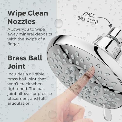 Pfister Universal Shower Head, Shower Arm Not Included, 5-Function, 1.75 GPM, Polished Chrome Finish, 015WS2UT01C - color: Polished Chrome