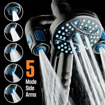AquaCare Polaris 208-mode High Pressure Shower Head Combo with Hydro Arms | Luxury 3-way 14-zone System with 370 Stay-clean Power Jets, Handheld Magnetic Docking & 6 ft. Stainless Steel Hose / Bronze - color: Oil Rubbed Bronze