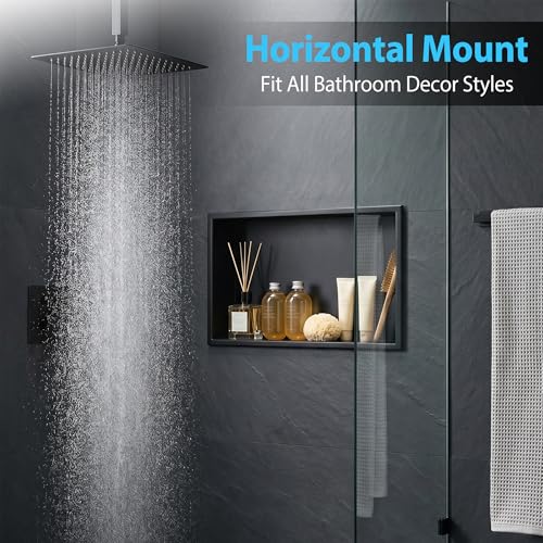 304 Stainless Steel Shower Niche 24" x 12" for Bathroom Storage | Waterproof Matte Black Recessed Shower Niche No Tile Needed - size: 24 x 12 inch