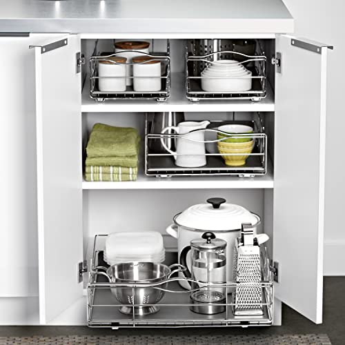 simplehuman 20 inch Pull-Out Cabinet Organizer, Heavy-Gauge Steel Frame,Silver - size: 20-Inch