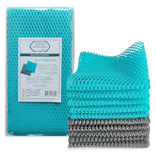 Net Scrubbers for Dishes/Innovative Mesh Dish Cloths for Washing Dishes, Quick Dry - No More Sponges with Smell / 11.5 by 11.5 inches/Advanced Raw Material-Polypropylene 100% (Mint5 Gray5) - color: Mint5 Gray5