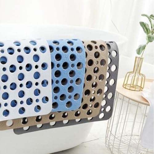 Casa and Beyond Shower Mat,Non Slip Bath Mat and Shower Mat with Suction Cups and Drain Holes,Bathroom Mat Easy to Clean Soft Machine Washable,Bathtub Mat Easy Dry&Cut (Blue,28" x 28"(Rectangular)) - color: Blue, size: 28" x 28" (Rectangular)