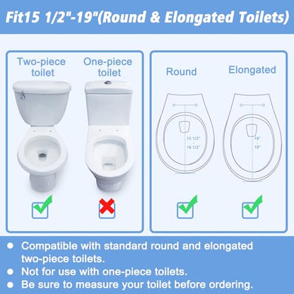Raised Toilet Seat with Handles for Seniors, 3-Level Height Riser | with Lid, Flip-Up Arms, Fits 15.5"-19" Standard & Elongated Toilets, Secure Rear Lock, Supports 300 lbs, Easy Install