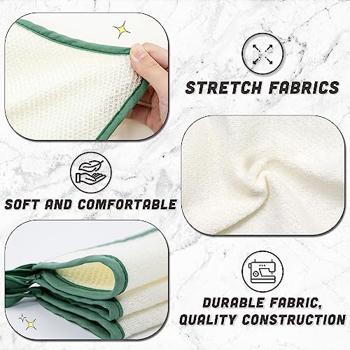 myHomeBody Dual Side Exfoliating Washcloth, White with Green Edge, Set of 5 | Exfoliating Bath Cloth, With Soft and Scrubbing Side, Body Exfoliation Scrubber for Bath and Shower, Durable Construction