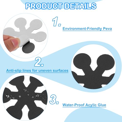 PATIKIL Bathtub Non Slip Stickers 3.15x3.15 Inch, 12 Pack Snowflake Safety Shower Floor Anti Slip Stickers with Adhesive Decals Scraper for Bath Tub Shower Floor Stair, Black - color: Black